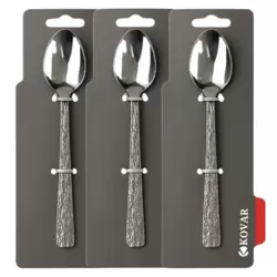 Kovar Stainless Steel Gray Tea Spoon Set With Rough Pattern Handle- 3pcs