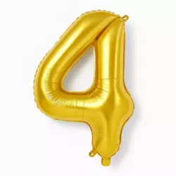 Number 4 Hanging Foil Balloon For All Types Of Party Decorations 16inch- Golden