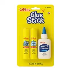 Fitak Strong Adhesive Glue Stick With White PVA Liquid Glue- 3pcs