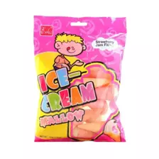 Erko Strawberry Jam Filling Ice Cream Mallow Candy, Cone Marshmallow- 100 gm