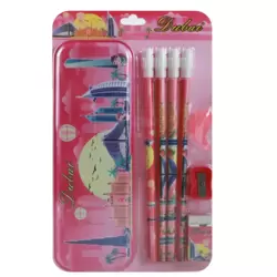 Stationery Set-Dubai Print Design-Pink-Pack of 8Pcs