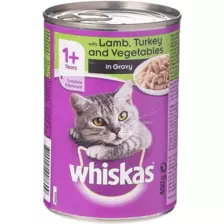 Whiskas Lamb, Turkey and Vegetables in Gravy Cat Food 400grm, Whiskas Cat Food in Can
