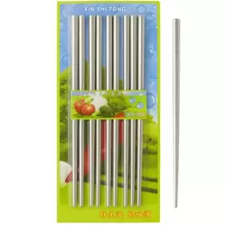 Stainless Steel Reusable And Non Slip Chopstick Plain And Round Shaped- 10pcs