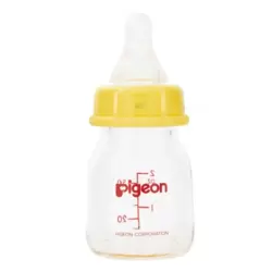 Pigeon Slim Neck Glass Feeder Bottle Ultra-Soft Silicone Anti-Colic With White Cap- 50ml