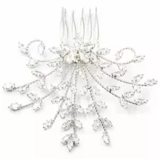 Wedding Bridal Alloy Hair Combs, Headpiece with Flower in Peacock Wing Design 1pc