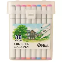 Fitak Multi-Color Double Pointed Fine Tip Art Colourful Mark Pen- 36pcs