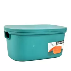 Multipurpose Plastic Desktop Storage Bin With Handle And Lid, Durable Basket Cabinet Organizer- Green