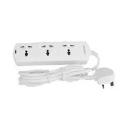 Samra Plus 3 Way Extension Socket - White