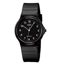 Casio Classic Analog Quartz Black Resin Mens Watch- MQ-24-1BLDF