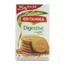 Britannia Digestive Light Biscuits, Whole Wheat Flour with Less Fat Biscuits- 225gms