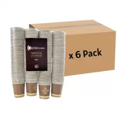 Kovar Disposable Coffee Printed 6 oz Bulk Paper Cups 200pcs- 6 Pack