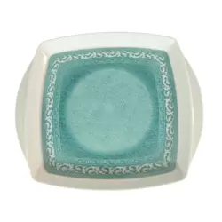 Sarvah Melamine 14 Inch Coring Ware Floral Designed Square Tray With Handle- White